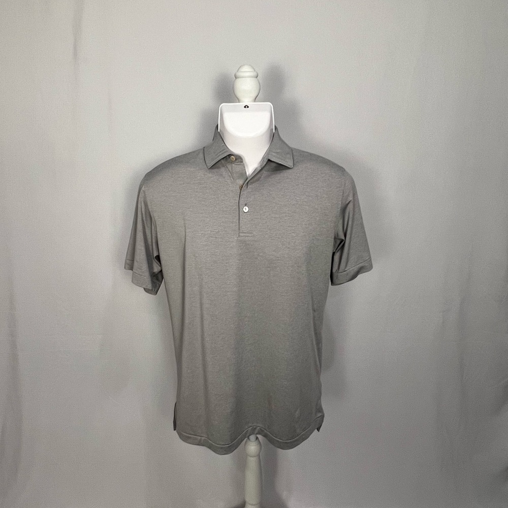 Peter Millar Men's Light Gray Polo - Short Sleeve Knit